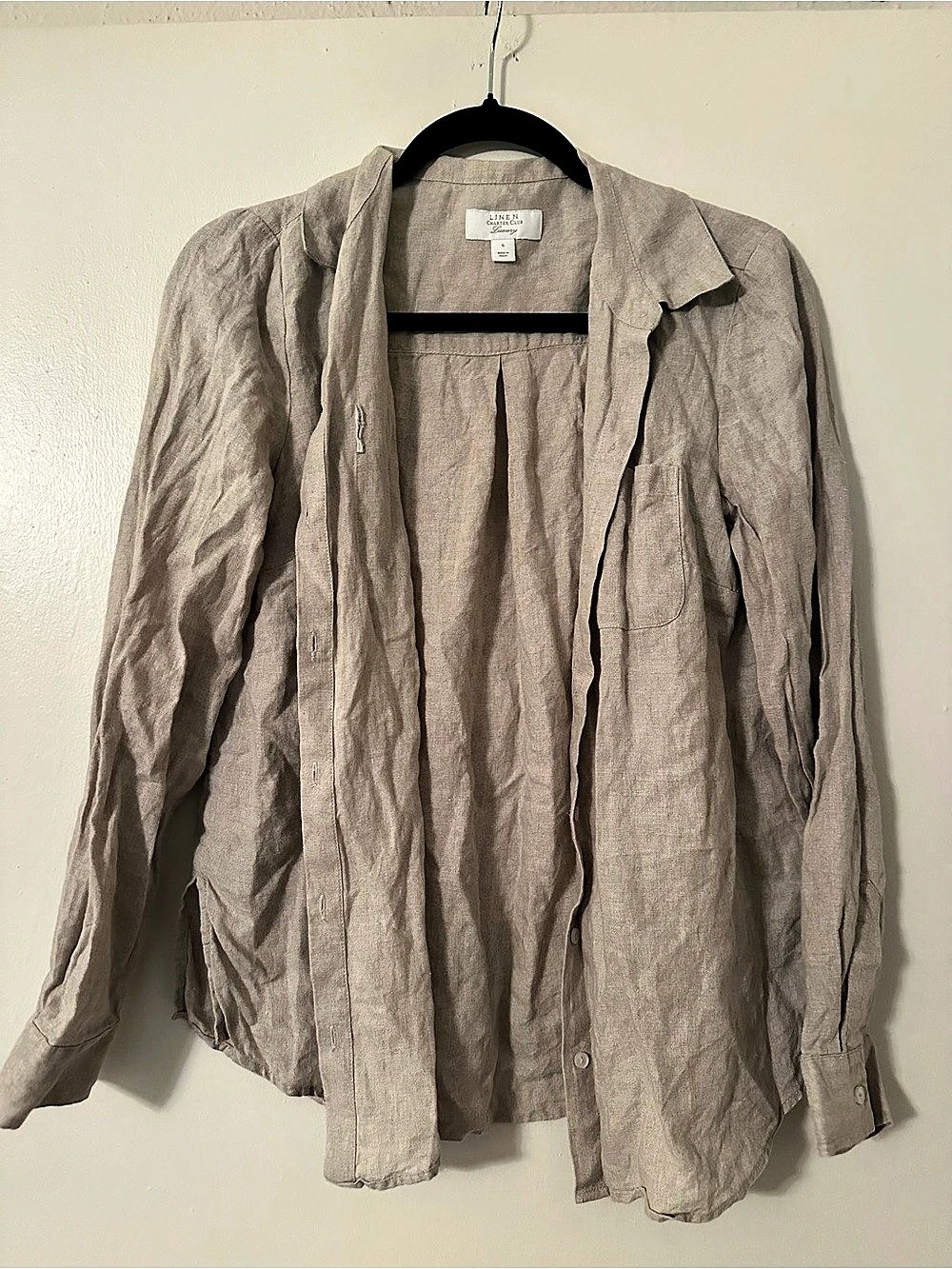 Charter Club Linen Long Sleeve Button-Down Shirt Size Small